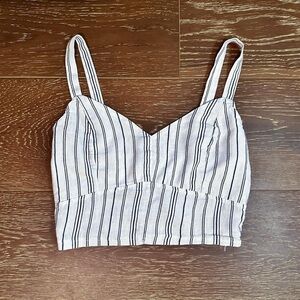 White and Dark Blue Stripped Crop Top Tank from Italian Boutique Zuiki